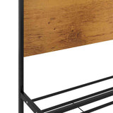 Bed Frame Black, Wood brown Powder-coated metal, MDF Single 324862