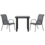 ZNTS 3 Piece Garden Dining Set Black Steel and Textilene 3200690