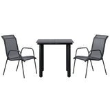 ZNTS 3 Piece Garden Dining Set Black Steel and Textilene 3200690