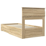 Bed Frame Sonoma Oak and Silver 75 x 190 cm Engineered Wood 3410044