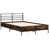 Bed Frame Smoked Oak Engineered wood, metal Double Bed Frame 3280044
