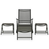 3 Piece Garden Lounge Set Textilene and Aluminium Black 312198