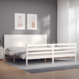 Bed Frame without Mattress White 200x200 cm Solid Wood 3194657