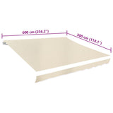 Awning Top Sunshade Canvas Cream 6 x 3 m 141015