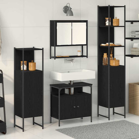 Bathroom Furniture Set 4 pcs Black oak 33 x 33 x 185.5 cm 3334408