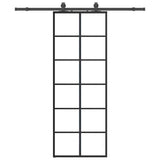 Sliding Door with Hardware Set Black 76x205 cm ESG Glass 3375790