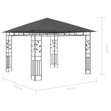 Gazebo with Mosquito Net&LED String Lights 3x3x2.73m Anthracite 3070316