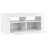 TV Cabinet with LED Lights High Gloss White 90x35x40 cm 804325