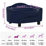 Dog Sofa Blue Plush, Solid Pine Wood 67 x 47 x 36 cm Dog Sofa 171088