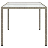 Garden Table 150x90x75 cm Tempered Glass and Poly Rattan Grey 316707