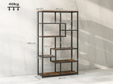 Seven-Tier Geometric Bookcase - Brown/Black T3398P423549