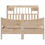 ZNTS Bed Frame without Mattress 140x190 cm Solid Wood Pine 3323389