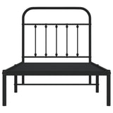 Metal Bed Frame without Mattress with Headboard Black 90x190cm 352570