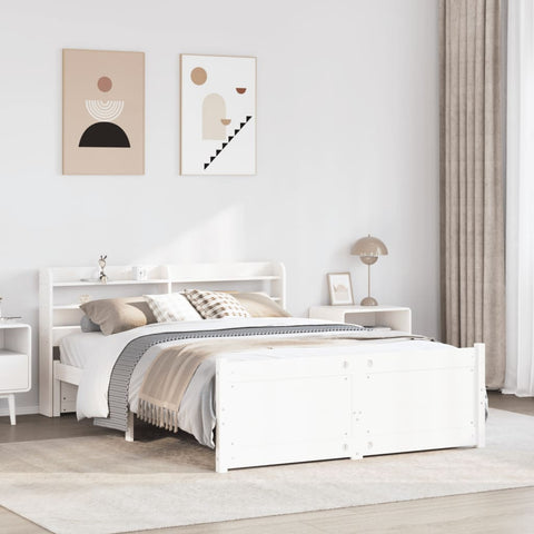 Bed Frame with Headboard without Mattress White 135x190 cm Double 3306753