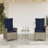 Reclining Garden Chairs 2 pcs with Cushions Grey Poly Rattan 365271