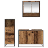 Bathroom Furniture Set with Door 3 pcs Old Wood Engineered Wood 3402408