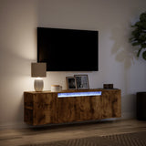 TV Wall Cabinet with LED Lights Smoked Oak 135x31x39.5 cm 852387