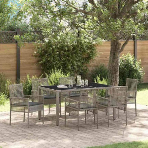 Garden Dining Set 7 pcs Grey Poly rattan 3334874