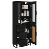 Highboard with Drawer 2 pcs Black Oak Engineered Wood and Glass 3416219