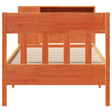 ZNTS Bookcase Bed without Mattress Wax Brown 90x190 cm Single Solid Wood Pine 3323205