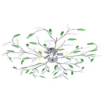 ZNTS Ceiling Lamp with Acrylic Crystal Leaf Arms for 5 E14 Bulbs Green 289241