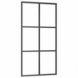 Sliding Door ESG Glass and Aluminium 102x205 cm Black 151013