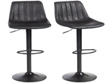 Set of 2 Leathaire Tub Bar Stools - Black T3398P423550