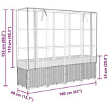 Raised Bed with Greenhouse Cover Rattan Look 160x40x153 cm 4015831