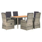 ZNTS 7 Piece Garden Dining Set Grey Poly Rattan&Solid Wood Acacia 3157622