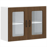 Kitchen Wall Cabinet with Glass Door Kalmar Brown Oak Engineered Wood 853614