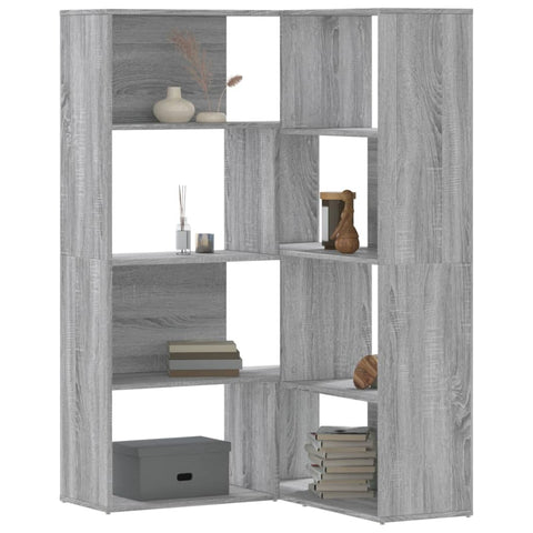 Corner Bookcase 4-Tier Grey Sonoma 85x85x140 cm Engineered Wood 3307815
