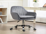 Office Chair, Swivel Desk Chair, Velvet-Feel Fabric Vanity Chair with Adjustable Height and Rolling T3398P344780
