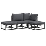 Garden Sofa Set with Cushion 4 pcs Black Aluminium 3378854