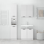 ZNTS 3 Piece Bathroom Cabinet Set High Gloss White Engineered Wood 3115880