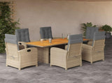 7 Piece Garden Dining Set with Cushions Grey Poly Rattan 3212287