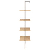4-Tier Leaning Shelf Light Brown and Black 64x35x152.5 cm 336382