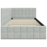 Corner Bed Frame Light Grey 100 cm x 200 cm Velvet 42016398