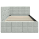 Corner Bed Frame with Headboard Light grey 100 x 200 cm Velvet 42016398