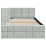 Corner Bed Frame with Headboard Light grey 100 x 200 cm Velvet 42016398