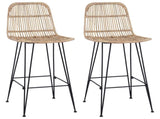 Bar Stool 2 pcs Natural 44 x 55 x 109 cm Rattan and Steel 42033210