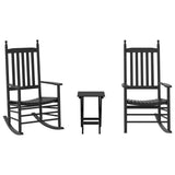 Rocking Chairs 2pcs with Foldable Table Black Solid Wood Poplar 3281590