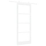 Sliding Door White 93 x 232 cm Solid Pine Wood and Glass 3332236