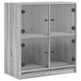 Side Cabinet with Glass Doors Grey Sonoma 68x37x75.5 cm 836383