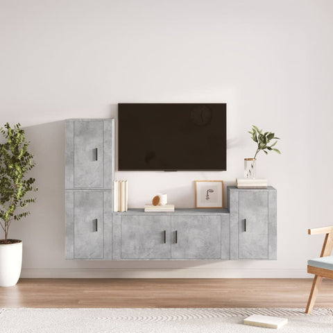 4 Piece TV Cabinet Set Concrete Grey Engineered Wood 3188602