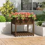 ZNTS Planter with Shelf Honey Brown 82.5x82.5x81 cm Solid Wood Pine 823797