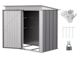 Metal Garden Shed, Outdoor Lean-to Shed for Tool Motor Bike, with Adjustable Shelf, Lock, Gloves, T3398P325316