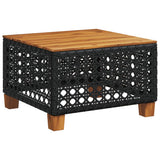 Garden Table Black 55x55x36 cm Poly Rattan Acacia Wood 365929