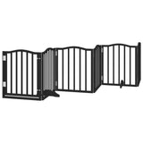 Dog Gate with Door Foldable 6 Panels Black 300 cm Poplar Wood 352221