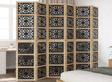 Room Divider 6 Panels Brown and Black Solid Wood Paulownia 358812