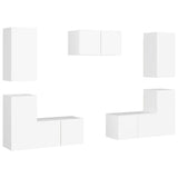 7 Piece TV Cabinet Set White Engineered Wood 3078671